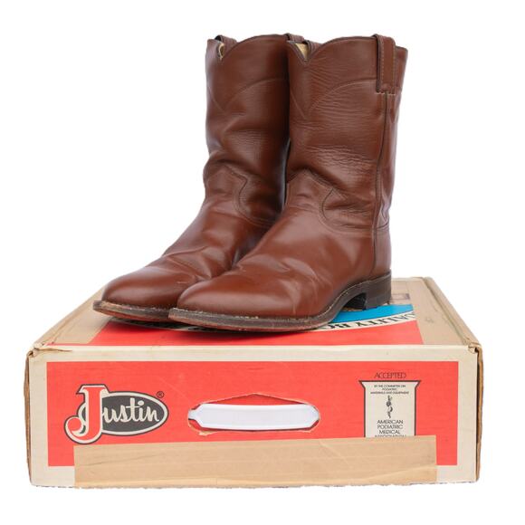 Vintage Men's Size 9 JUSTIN Cowboy Boots Original Roper Style 3802 Original Box - Picture 1 of 15